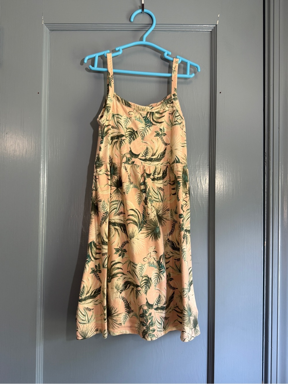 Old Navy Peach Mini Dress with Green Palm Print
